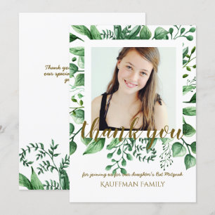 PHOTO THANK YOU Bat Mitzvah Card - Black Gold