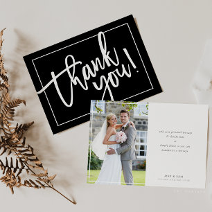 PHOTO THANK YOU bold modern brush lettered black