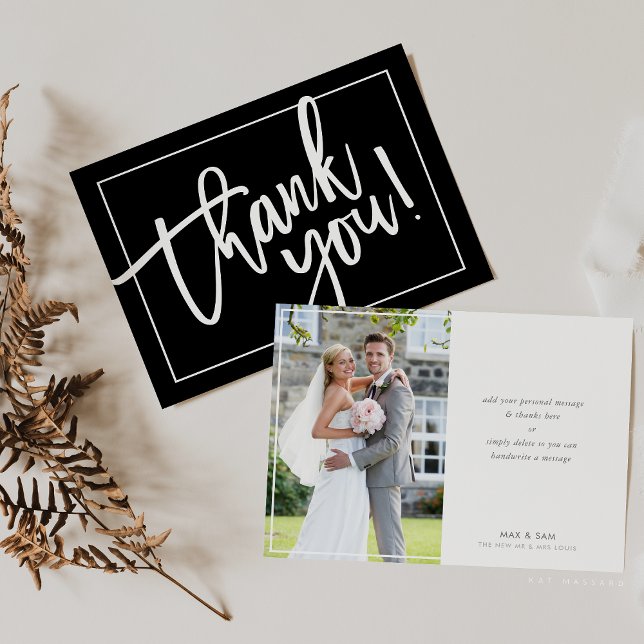 PHOTO THANK YOU bold modern brush lettered black (Creator Uploaded)