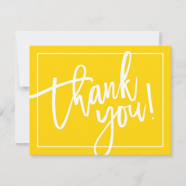 PHOTO THANK YOU bold modern brush lettered yellow (Front)