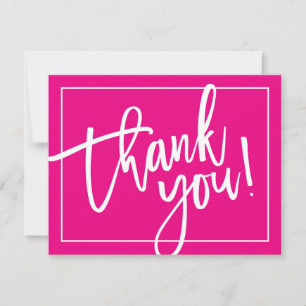 PHOTO THANK YOU bold modern brush lettering pink Card