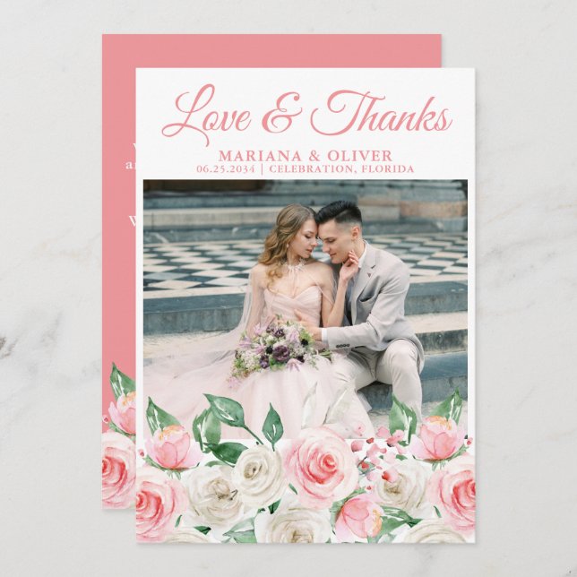 Photo Thank You Card Floral (Front/Back)
