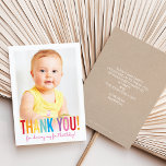 PHOTO THANK YOU cute bold type fun colourful Card<br><div class="desc">Send and extra special THANK YOU message with style and pizzazz for your guests from your BIG DAY! Personalised with your details & photos my modern THANK YOU NOTES are sure to stand out by featuring your favourite photo from your wedding to make a special memento that will be treasured...</div>