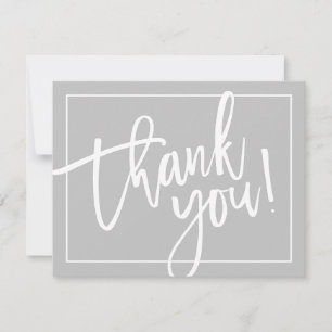 PHOTO THANK YOU cute modern brush lettered grey Card