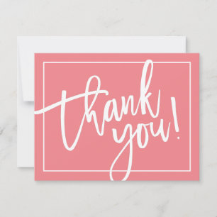 PHOTO THANK YOU cute modern brush lettering coral Card