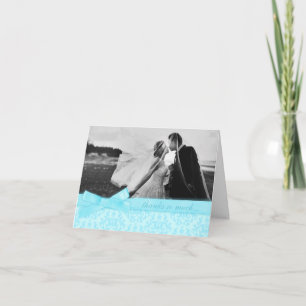 Photo thank you damask wedding pale blue card