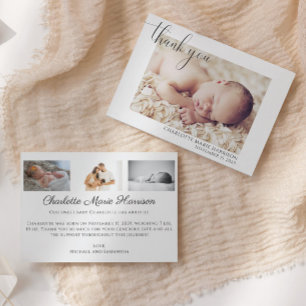 Photo Thank You Elegant Script Birth Announcement