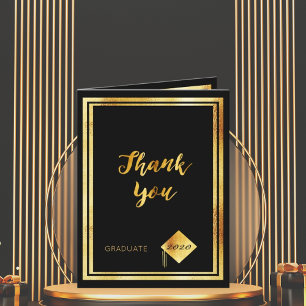 Photo Thank you graduate black gold 2025 Card
