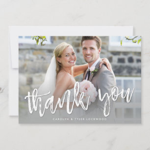 PHOTO THANK YOU hand lettered modern grey ombre