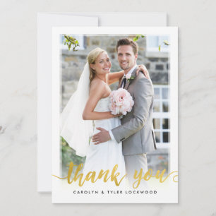 PHOTO THANK YOU hand lettered script gold foil