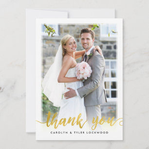 PHOTO THANK YOU hand lettered script gold foil Card