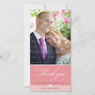 PHOTO THANK YOU lovely type elegant script coral Card