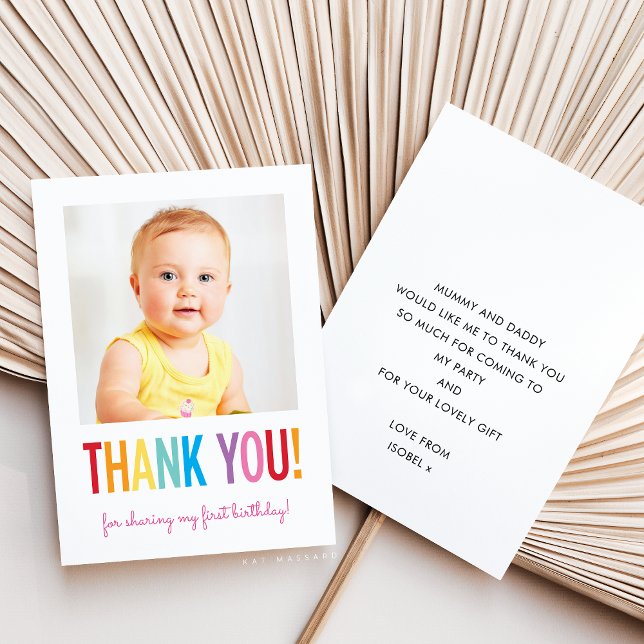 PHOTO THANK YOU modern bold bright colourful type Card (Creator Uploaded)