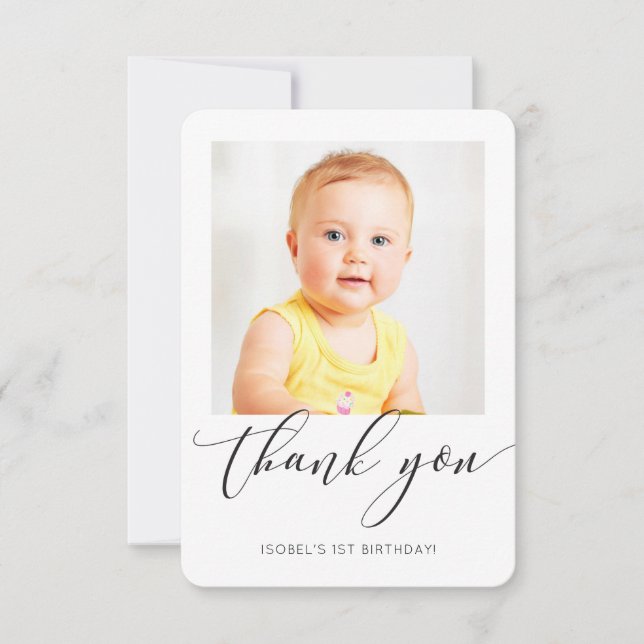 PHOTO THANK YOU modern calligraphy script writing Card (Front)