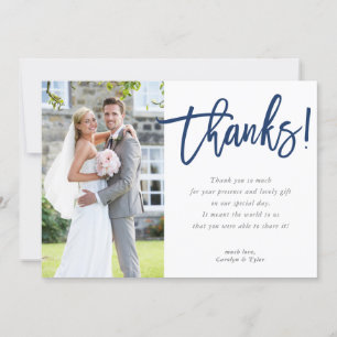 PHOTO THANK YOU modern contemporary script navy
