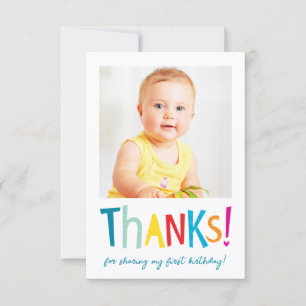 PHOTO THANK YOU modern fun colorful typography Card