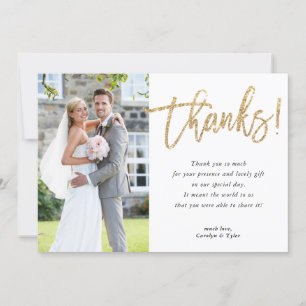 PHOTO THANK YOU modern glam gold glitter script