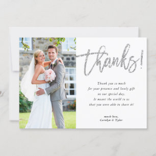 PHOTO THANK YOU modern glam silver glitter script
