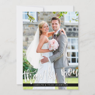 PHOTO THANK YOU modern hand lettered script white