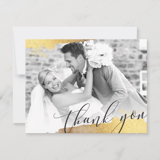 PHOTO THANK YOU modern luxe gold gilded edges (Front)