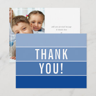 PHOTO THANK YOU modern ombre royal blue Card