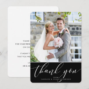 PHOTO THANK YOU pretty calligraphy black white