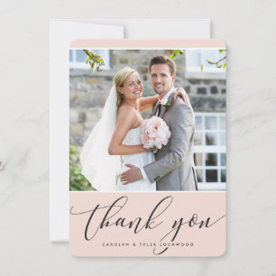 PHOTO THANK YOU pretty calligraphy blush pale pink Card