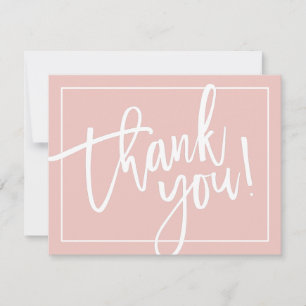 PHOTO THANK YOU simple modern brush lettering pink Card