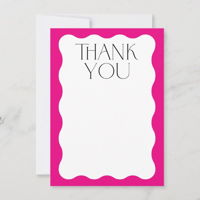 PHOTO THANK YOU trendy elegant serif hot pink Card (Front)