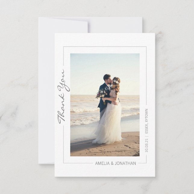 photo thank you wedding guests minimalist card (Front)