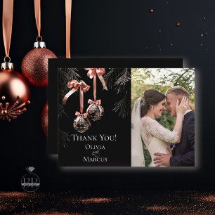 PHOTO THANK YOU Winter Pink and Onyx Baubles Card