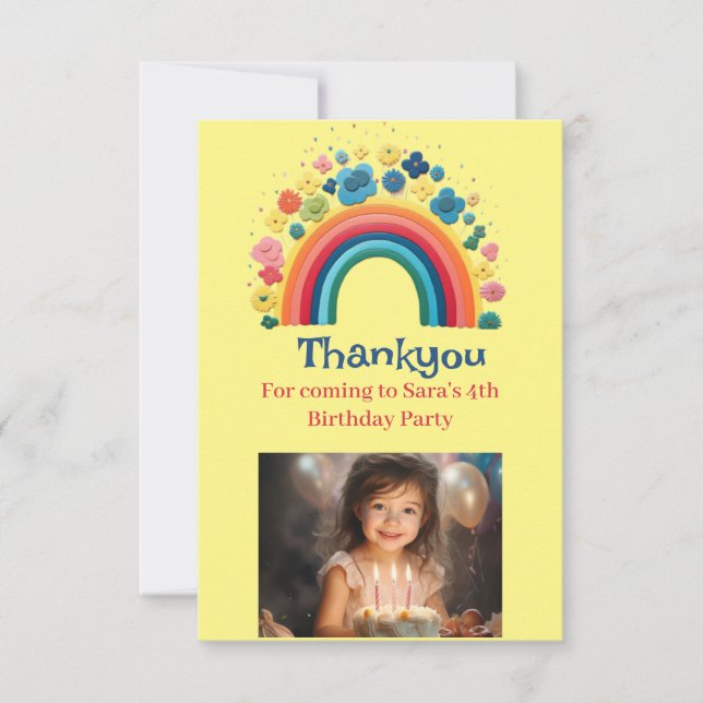 Photo Thankyou Card Cute Rainbow Design (Front)