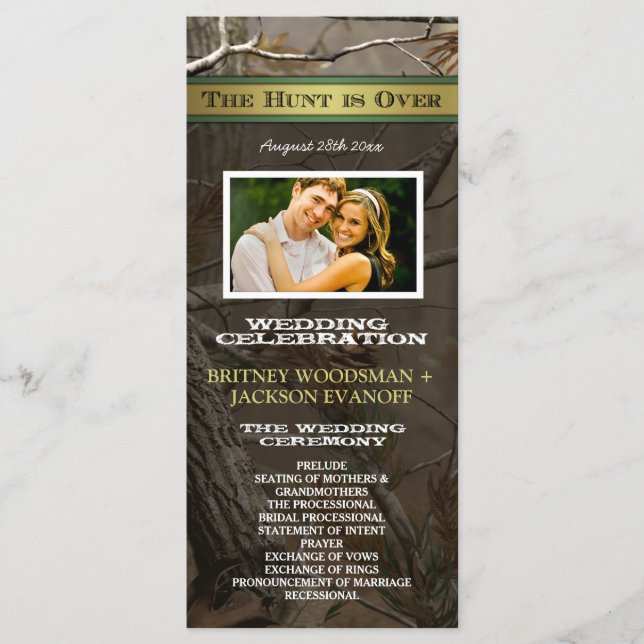 Photo The Hunt is Over Camo Wedding Programs Programme (Front)