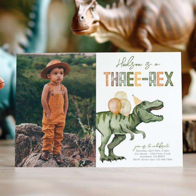 Photo Three-Rex Dinosaur Birthday Invitation (Creator Uploaded)
