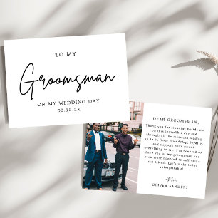 Photo To My Groomsman On My Wedding Day Thank You Card