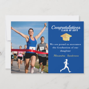 Photo Track runner congratulation Blue graduate  Announcement