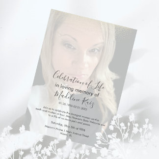 Photo Transparency Celebration of Life Invitation