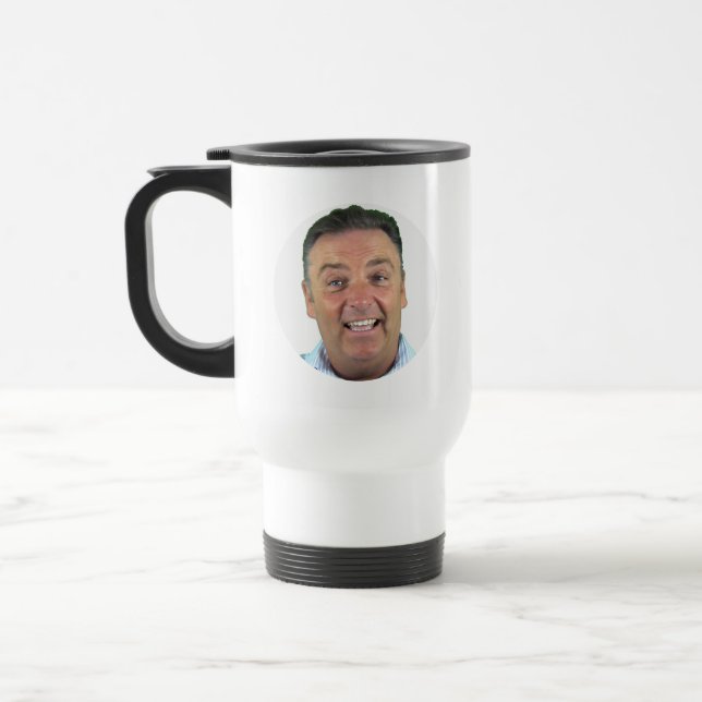 Photo Travel Mug - Round Frame Image Custom Mug (Left)