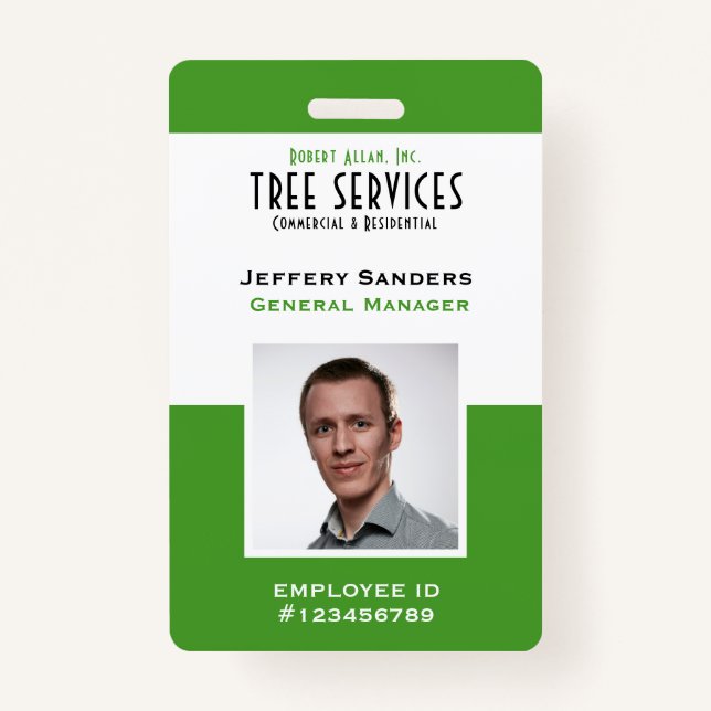 Photo Tree Service Employee Badge ID Badge (Front)