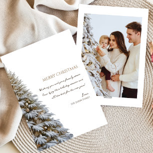 Photo Trendy Minimalist Snow Christmas Tree Holiday Card