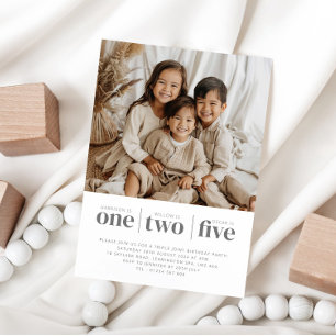 Photo Triple Joint Birthday Invitation