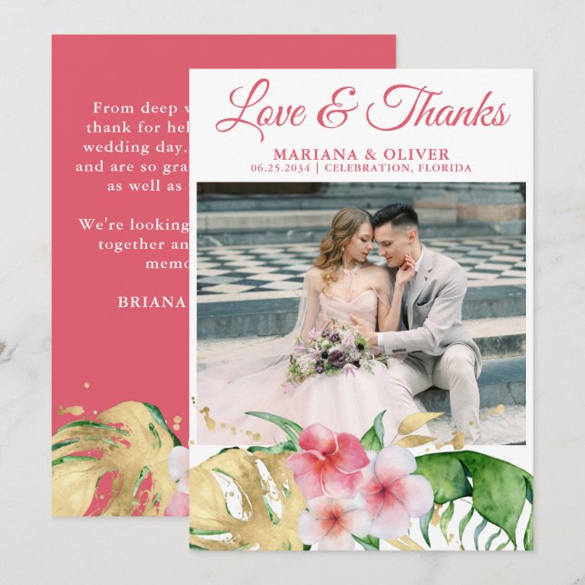 Photo Tropical Palm Leaves Floral Invitation (Front/Back)