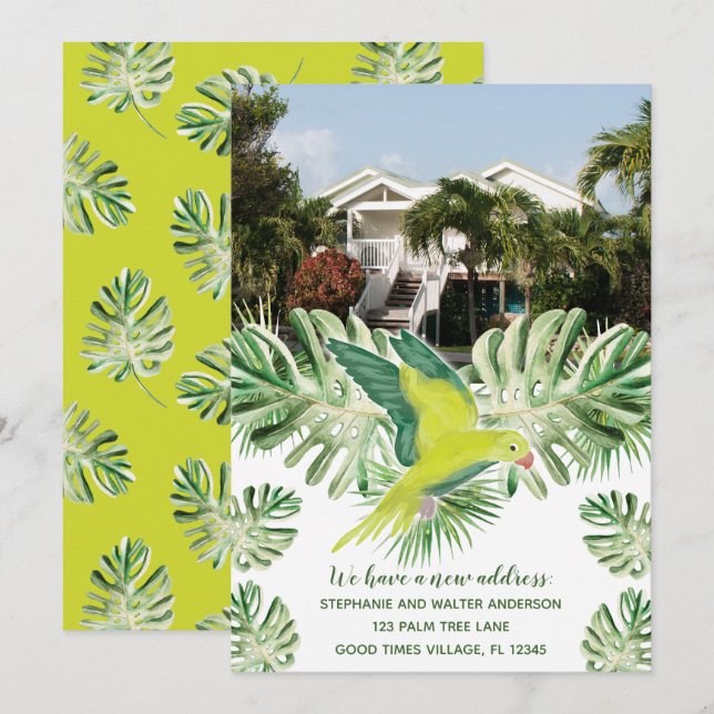 Photo Tropical Parrot New Address Announcement (Front/Back)