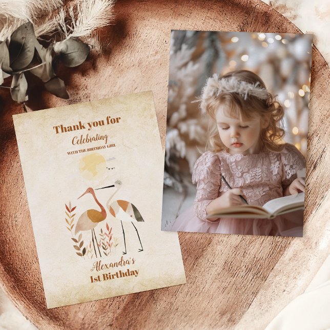 Photo Tropical Safari Wild One Jungle Animals Thank You Card (Creator Uploaded)