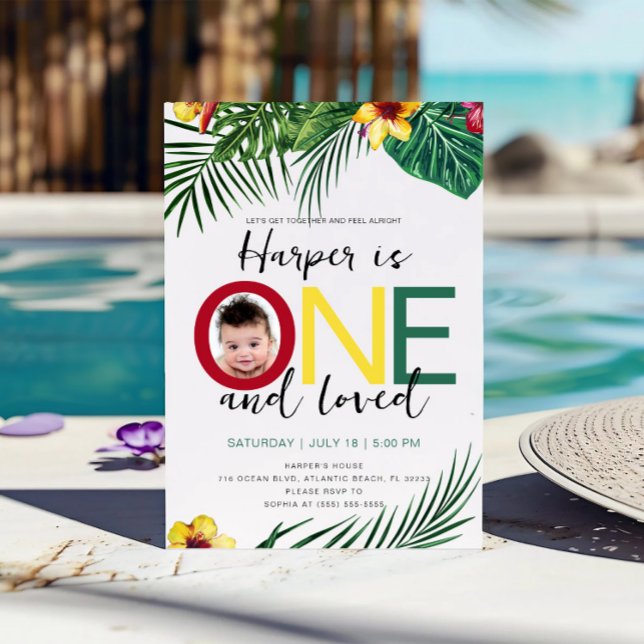Photo Tropical Wild One Aloha Luau 1st Birthday Invitation (Creator Uploaded)