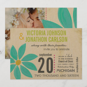 Photo Turquoise Daisy Wedding Invitations