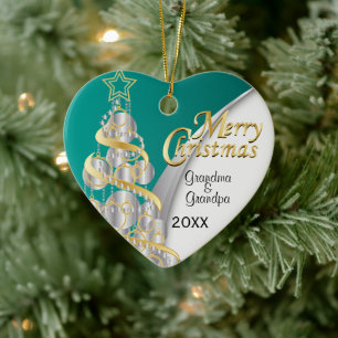 Photo - Turquoise & Silver Christmas Customise Ceramic Tree Decoration