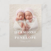 Photo twin modern typographic birth