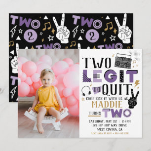 Photo Two Legit to Quit Second Birthday Invitation
