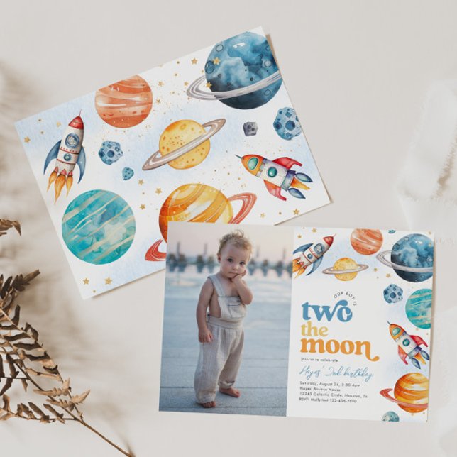 Photo Two the Moon Rocket Invitation (Creator Uploaded)